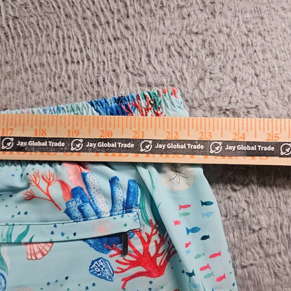 NWT Caribbean Swim Shorts Trunks‎ Men's 3XB Lined Zip Pocket Coral Sea Life Blue